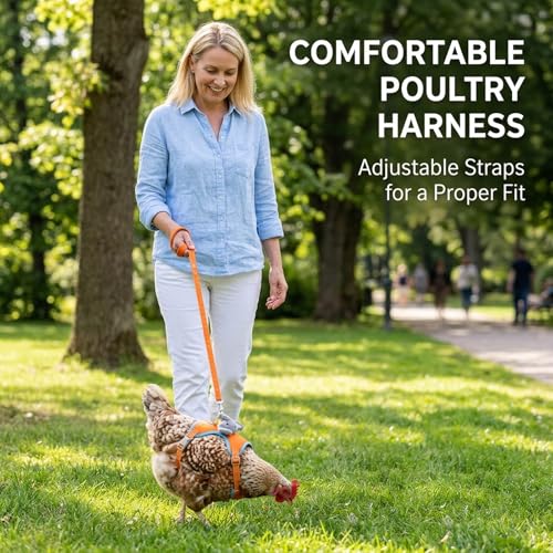 2 Pcs Chicken Harness and Leash Set, Adjustable Chicken Leash for Small Pets, Comfortable Fabric Design for Backyard Walking and Training, Secure Handling During Outdoor Activities