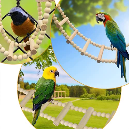 Bird Ladder Bridge, Wooden Pet Hamster Climbing & Swing Toys, Cage Accessories for Birds Rats Parrots Hamster Squirrel Sugar Gliders Parakeets Cockatiels - 24 Steps - 53 x 3.14 Inch - size: 24 Steps - 53 × 3.14 Inch