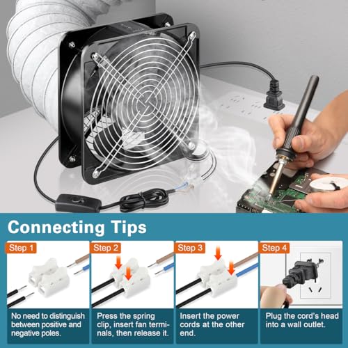 GDSTIME AXIAL 2060 Muffin Fan, 120V AC 200mm x 60mm High Airflow Dual Ball | 110V 115V, ON/OFF Switch, Heavy-duty Aluminum, 200x200x60mm, for Chicken Coop, Shed Cooling Ventilation, Freezer Replacement - size: 200x200x60mm