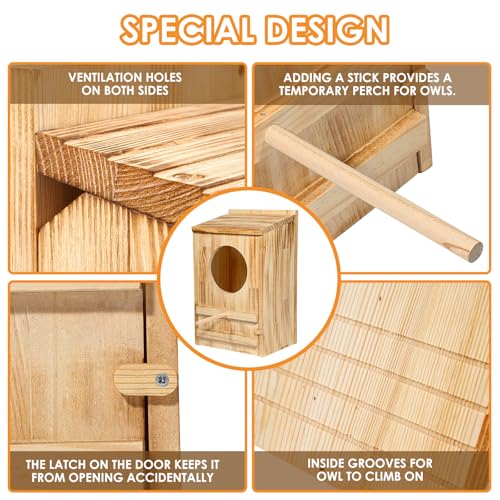 Large Great Horned Owl House,23''x 14''x 10''Owl Nesting Box for Outside | Wooden Nest House Circular Opening Bird Houses, Suitable For Wildlife Barn,Eastern Screech,Great Horned,Assembly Required - size: 23''x 14''x 10''