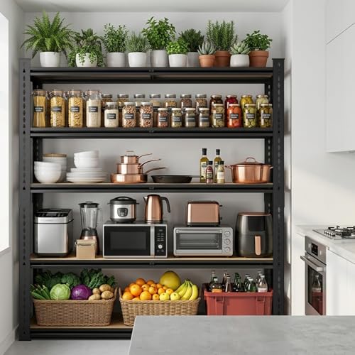 5 Tier Garage Shelving, Adjustable Heavy Duty Garage Shelves | 72 "H Metal Storage Shelves Unit for Basement,Warehouse,Pantry Kitchen - size: 72*36*16