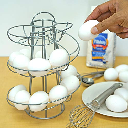 Southern Homewares Egg Skelter Deluxe Modern Spiraling Dispenser Rack Silver - color: Silver