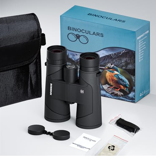 12x50 HD Optics Binoculars for Adults with Upgraded Phone Adapter, Tripod and Tripod Adapter - Professional Waterproof Binoculars with BaK4 prisms and Large View for Bird Watching,Hunting - color: Brownish black
