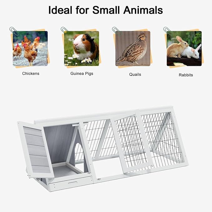 Chicken Coop for 2 Chickens Small Rabbit Hutch Quail Cages Outdoor | Ventilated Wire Mesh, Triangle Design, 3 Access Doors, Portable Playpen Run,Leak-Proof Pull-Out Tray, Fits Ducks, Chicks
