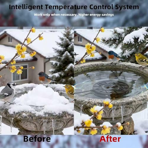 70W Bird Bath Heater for Outdoor in Winter, Heater Pond De-Icer with Thermostat,Chicken Water Heater Black