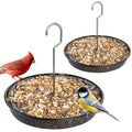 iBorn Hanging Bird Feeder Tray, Metal Mesh Bird Feeder Bowl with Thick Metal Hanger, Sturdy & Durable Bird Feeders for Outdoors, Easy to Refill & Clean, Pack of 2, Black - size: Bird Feeder Tray Only,Pack of 2