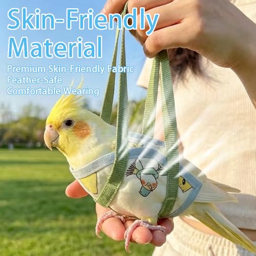Ouliget Parrot Sling Carrier Bag, Portable Handheld Bird Travel Vests Bag, Escape-Proof Outdoor Walking Bird Pouch for Small Medium Size Parrot Parakeet Budgies, Large