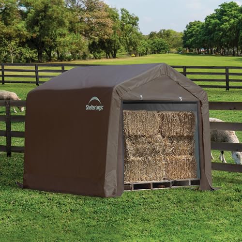 ShelterLogic 6' x 6' x 6' Agricultural 3-in-1 Run-in Loafing Shed Animal Shelter with Waterproof Cover, Brown