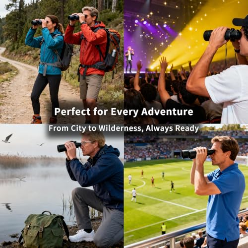WOLFHUNT 12x42 10x42 Optics Binoculars, IPX7 High Power Bino, BAK-4 Prism FMC Lens, Waterproof, Nitrogen-Filled Fogproof Binoculars for Bird Watching, Hunting, Travel (Black, 12x) - color: Black, size: 12x