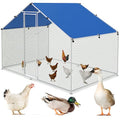 BUCATSTATE 6.6FT x 9.8FT x 6.6FT Metal Chicken Coop, Heavy-Duty Outdoor Poultry Cage with Run & Thick PE Waterproof Cover, Predator-Proof Chicken Run with Dual Lock Doors for 9-13 Hens