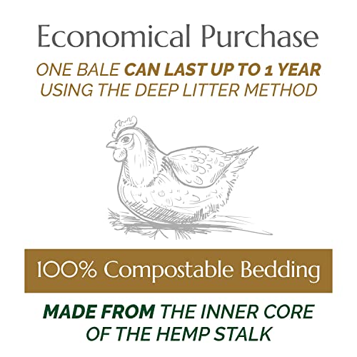 French Hemp Bedding 44lb — Chicken Coop & Horse Stall Bedding | Ultra Low Dust, Odor Control, Deep Litter Ready | Premium Hemp Shavings for Chickens, Horses, Rabbits & Small Animals - size: Pack of 1