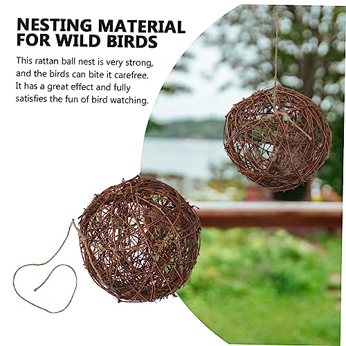 Sosoport DIY Hummingbird Nesting Material Holder for Outdoor Birds Rattan Ball Feeder Nesting Naterual Holder Bird House Accessory