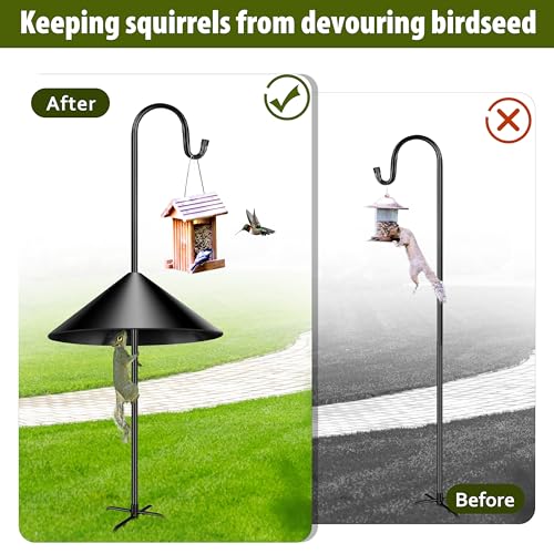 Squirrel Baffle,19-Inch Squirrel Baffle for Bird Feeder Pole,Squirrel-Proofs for Outdoor Shepherd's Hooks，Outside Pole Mount Squirrels Guard (Black) - color: Pole mount-Black