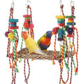 Bird Foraging Wall Toy, Parrot Chewing Toys Seagrass Woven Hammock Swing Mat with Colorful Ropes Wooden Blocks for Parakeets, Lovebirds, Cockatiels, Conures (Hammock Swing) - style: Hammock Swing