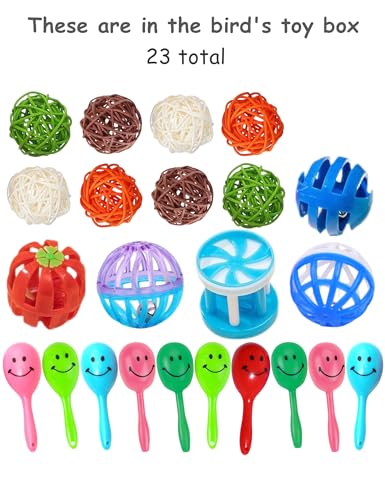23-Piece Bird Toy Set with Long-Lasting Bells and Sturdy Vine Balls | Safe and Non-Toxic, Ideal for Parrots and Parakeets