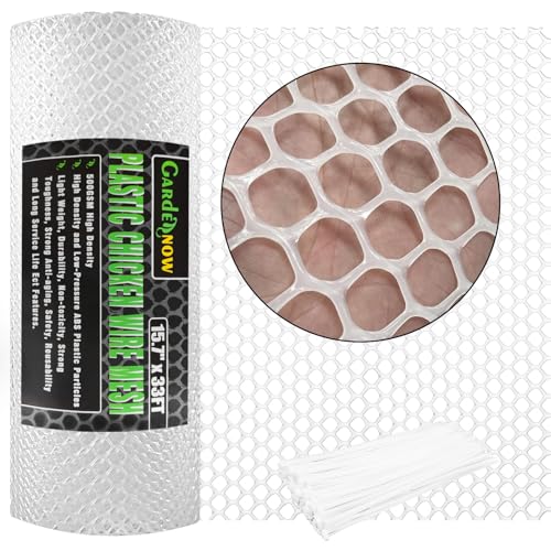 Upgraded 15.7IN x 33FT ABS Plastic Chicken White Wire Fence Mesh, Poultry Fencing, Hexagonal Fencing Wire for Gardening, Construction Barrier Netting, Chicken Wire Frame Crafts, Floral Netting - color: White