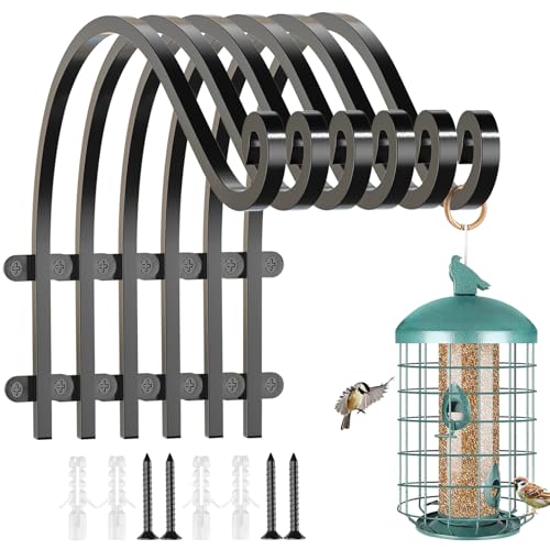 EPHECH 6Pack 12Inch Heavy Duty Hanging Plant Brackets for Plant Baskets | 80Lbs Outdoor and Indoor Hanging Brackets | Black Metal Wall Plant Hanger Hooks for Hanging Flower Pot Bird Feeder Lanterns - size: 6PCS-12Inch