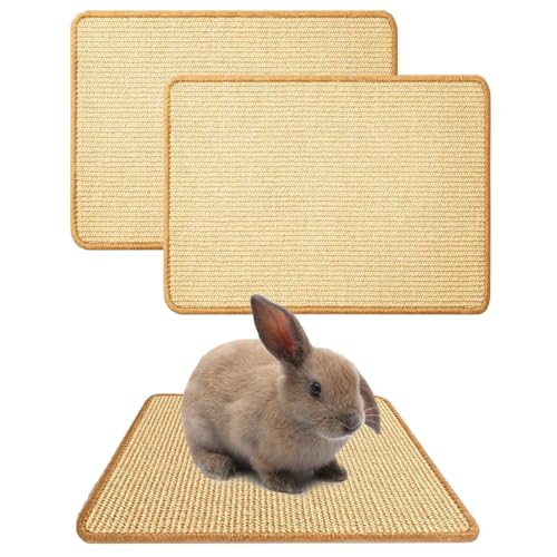 2PCS Rabbit Scratch Mat, Natural Bunny Pad Claws and Teeth Care, 16x12 | Bunny Scratching Pad Rabbit Mats for Cages, Rabbit Mat Chew Toys for Bunny Pet Cage Bedding for Biting Sleeping Nesting - size: 16"x12"