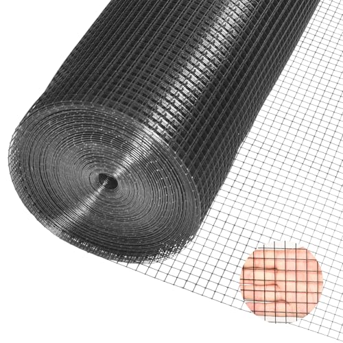 Black Hardware Cloth 1/2 inch, 19 Gauge 48inx100ft Chicken Wire Mesh Roll Vinyl Coated PVC Hardware Cloth Mesh for Poultry Netting, Garden Fencing, Tree Guard Rolls and Rabbit Cages Snake Fence - size: 1/2inch 48inx100ft