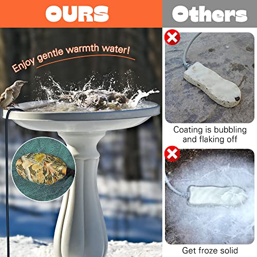 1 Pack Upgrade Bird Bath Heater for Outdoors, 60 Watts Birdbath Deicer | Pond Deicer Water Heater Thermostatically Controlled with Auto Shut off Function for Patio Lawn Winter (Army Green) - color: Army Green