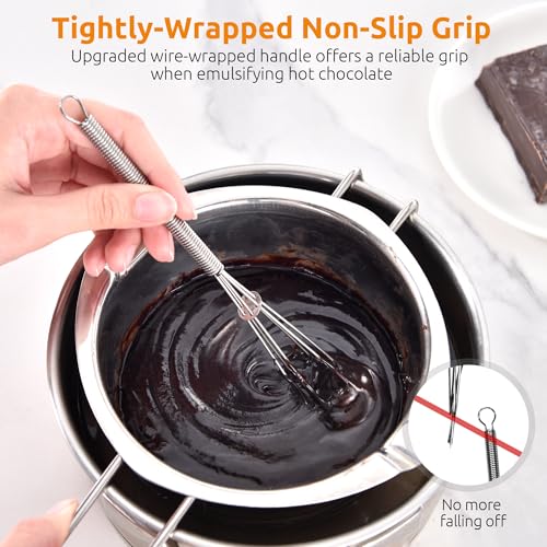 U-Taste 600ºF Heat Resistant 13.6in Solid & Slotted Thick Kitchen Silicone Turners (Black) and 18/8 Stainless Steel 7" Mini Whisk for Cooking