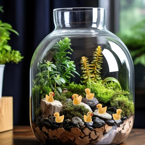 100 Pcs Mini Resin Ducks Tiny Ducks Miniature Duckies Bulk Figures for Garden Micro Landscape Home Prank Game Micro Landscape Aquarium Dollhouse Ornament DIY Handmade School (Yellow) - color: Yellow
