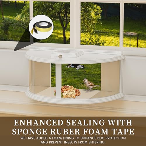 Window Bird Feeder for Viewing, 180° Extra Large Capacity Clear View Window Tray Bird Feeder, Fits Windows 31-41" Wide, Durable, Elegant, Window Bird Feeder Inside House - Best Gifts for Bird Lovers