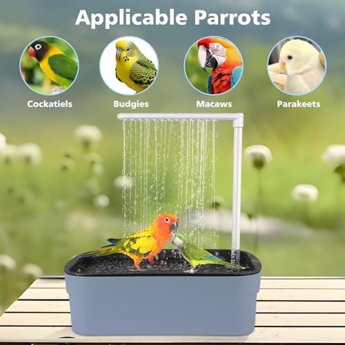 Automatic Bird Bath for Cage Indoor Parrot Bath with Shower Water Circulated Controller Bird Cage Accessory for Parakeets Cockatiel African Grey Lovebird