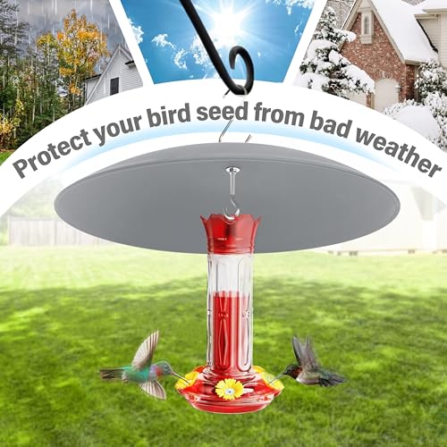 13" Bird Feeder Rain Guard, Hummingbird Feeder Shade Dome Cover, Hanging Baffle for Bird Feeder Pole,Smart Birds Feeder's Umbrella(Grey), 2 Pack - color: Gray, size: 13Inch / 2 Packs