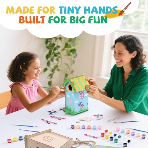 JMMICO 3 Pack Bird Houses Kits for Kids, Wooden Painting Arts and Crafts for Kids Ages 8-12, Build & Paint Your Own Bird Houses and Wind Chime Kits, Toddlers Easter Gifts for Girls Boys - size: 3PCS