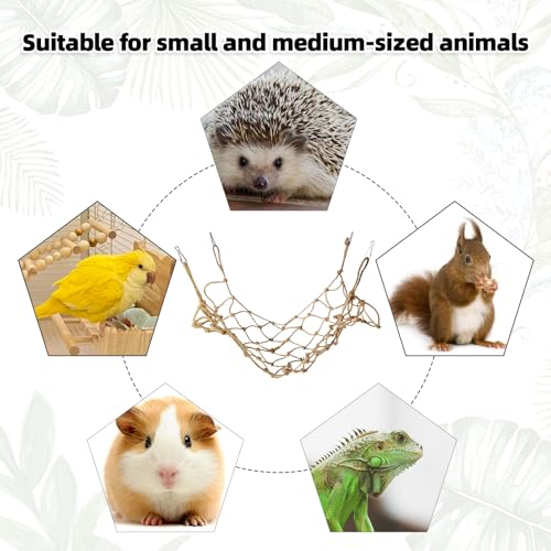 Parrot Climbing Rope Net – Multi-Size Colorful Bird Hammock, Ladder & Chew Toy with 4 Hooks for Cage, Cockatiel, Budgie, Parakeet, Rat & Small Pets