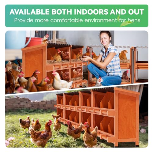 Chicken Nesting Boxes,10 Compartments Wooden Nesting Boxes for Chickens,Laying Nest Boxes for Hens Ducks Poultry Protect Eggs Chicken Coops Easy Egg Collection (10 BOXS) - size: 10 BOXS