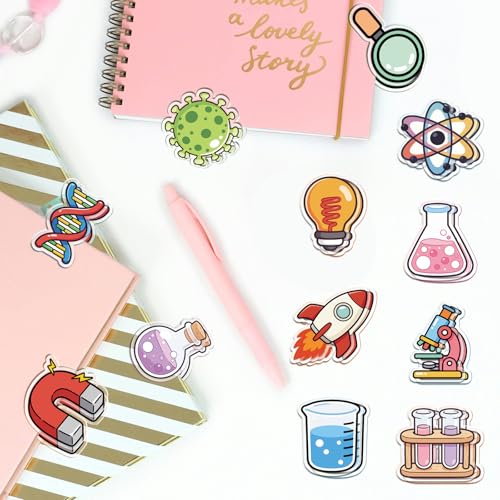 MAYJOYDIY 24Pcs 12 Styles Science Acrylic Bag Clips Light Bulb Bag Sealer Sealing Closures Magnifying Glass Microscope Acrylic Chip Clips Funny Home Office Holders for Bread Snack Storage Desk Decor - style: Science