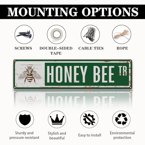 Rustic Apiary Signs, Honey Bee Trail Metal Sign, Honey Bee Signs, Retro Metal Tin Sign, Apis Keeper Decor, Backyard Farm Decor, Apis Keeper Gifts 15.8x4 Inch - color: Farmhouse 04
