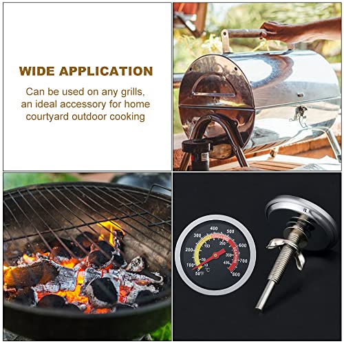 2-3/8" Face 800F Charcoal BBQ Thermometer,2PCS Barbecue Temperature Gauge | Outdoor BBQ Temperature Gauge,For Pizza Oven Cooking Barbecue Charcoal Grill Smoker Thermometers - size: 2 3/8 inch