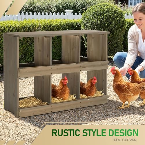 Outvita Nesting Boxes for Chickens 6 Compartments, Wood Chicken Nesting Box Wall Mount, Versatile Use Nest Box for Chicken Coop, Easy to Assemble for Chickens, Hens, Ducks - color: 6 Compartments