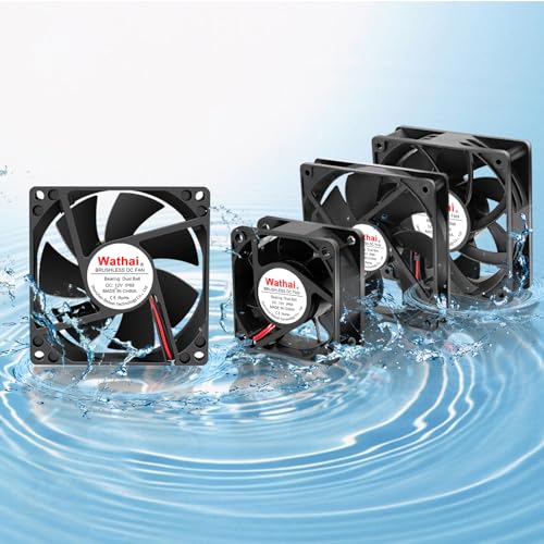 Wathai 2PCS IP68 80mm x 25mm 12V Waterproof Cooling Fan DC 12v Exhaust Fan | High Airflow Dual Ball DC 12v Exhaust Fan 2Pin for DIY RV Fridge Refrigerator Solar Battery Box Cabinet Ventilation Cooling - style: IP68 80mm