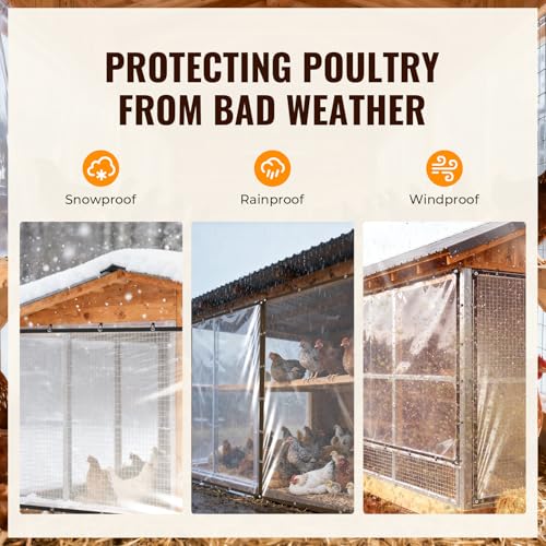 4x8 Ft Chicken Coop Cover for Winter | Waterproof Chicken Coop Tarp with Elastic Cords & Rope, Durable Protection for Large Chicken Runs - size: 4x8FT