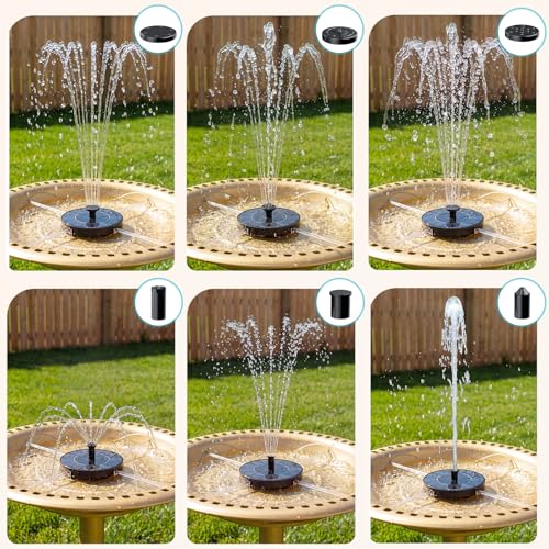 AMZtime Solar Fountain, 2026 Upgraded Solar Water Fountain with 6 Nozzles | Freestanding Solar Bird Bath Fountains Perfectly for Garden, Ponds, Pools, Fish Tank and Patio Decor - size: 1W