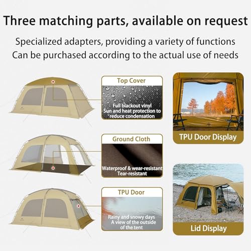 Naturehike Dune Hot Tent with Stove Jack, 117 sq ft 4 Seasons Camping Tent, 2-4 Person Waterproof Large Tent for Family, Car Camping, Picnic, Fishing, 6 Person - color: Dune10.9-TPU Door
