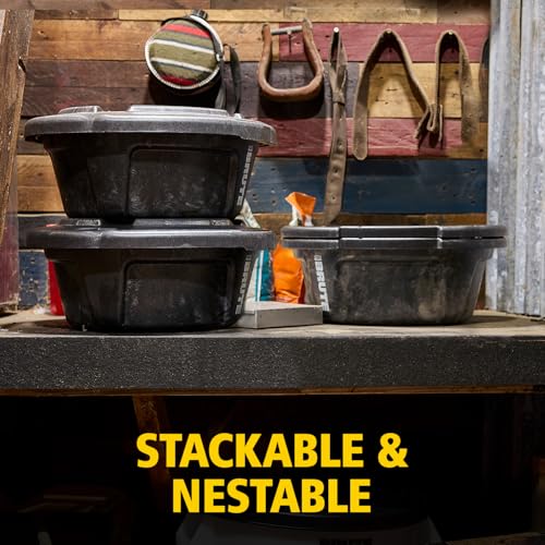 Rubbermaid Commercial Products Brute 6-Gallon Animal Pan Feeder, RigidCell Construction, Stackable Livestock Feed Bowl, Made in USA - size: 6 Gal, style: Pan Feeder