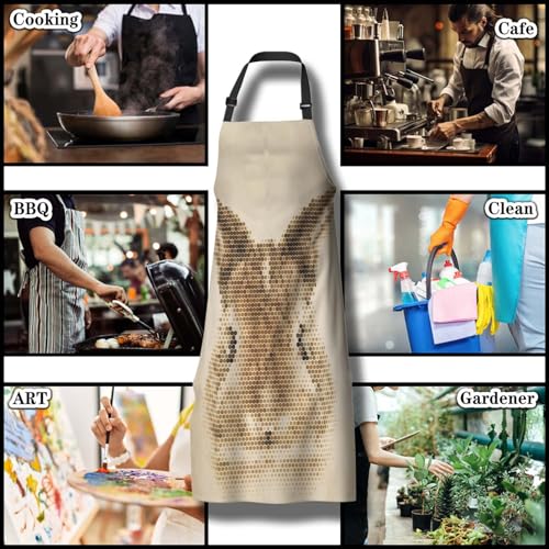 Chef Works Apron Women Rabbit Kitchen Aprons for Men for Kitchen Cooking Restaurant BBQ Painting Crafting Gardening 27” (W) x 31” (H), Waterproof Aprons - color: Rabbit