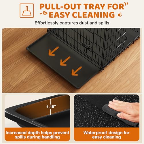 Yaheetech 48in Double Door Metal Dog Crate w/Divider for Puppy Indoor Use | Heavy-duty Sturdy Metal Frame, Easy Assemble, Fold Up for Travel, Removable Tray, Ideal for Puppies, Medium to Large Dogs - size: 48" L