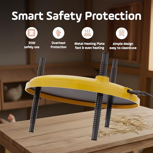 Heat Plate for Chicks, 35W Brooder Plate for Chicks, 12''x12'' Adjustable 3 Levels Temperature Supports a Timer Function - color: Yellow