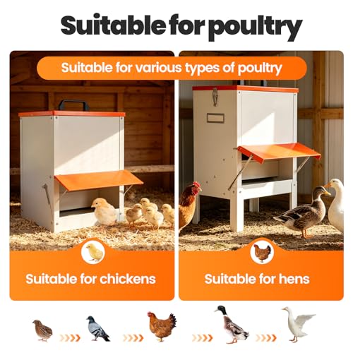 30lb Metal Hanging Automatic Chicken Feeder Duck Feeder for Outside Gravity Trough Large Outdoor Duckling Feeders no Waste Raised Auto Turkey Poultry Feeder Chicken Food Dispenser for Coop