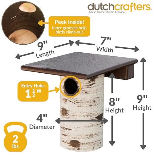 DutchCrafters Pole Mount Gilbertson Bluebird House with Removable Base, Durable Weatherproof Birdhouse Blue Bird Nesting Box for Outdoors (Poly Roof, 1 1/2" Entrance Hole) - color: Poly Roof