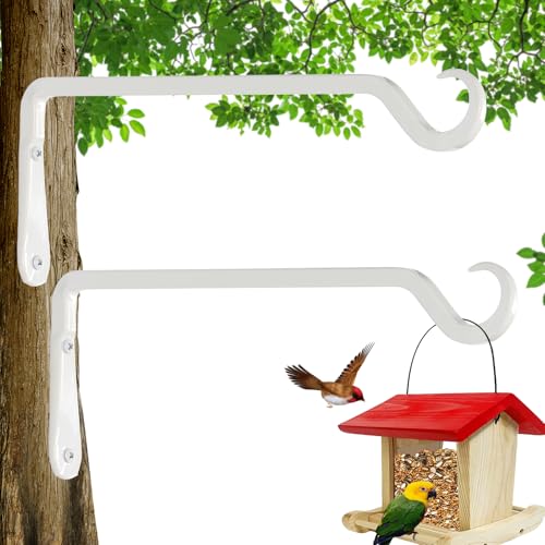 AILIN YELOKIE 12" Plant Hangers 2-Pack - Heavy Duty Rust-Resistant Steel Hooks for Bird Feeders, Indoor/Outdoor Plants & Wall Decor, White - color: White, size: 12in-2-White