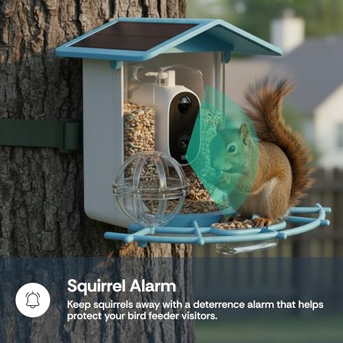 Luna Smart Bird Feeder Camera, 2K Enhanced AI Birds Species Identification | HD Video, Instant Arrival Alerts, Solar Powered, Weatherproof Design for Birdwatching, Ideal Gift for Bird Lovers