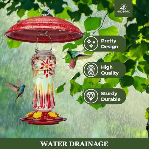 Kingsyard Metal Squirrel Baffle for Bird Feeders Hanging, Rain Guard Cover | 11 in, Chew-Proof & Squirrel-Proof, Ready to Use, Fits Most Feeders Outdoors, Weatherproof, Easy to Clean, Red - color: Red