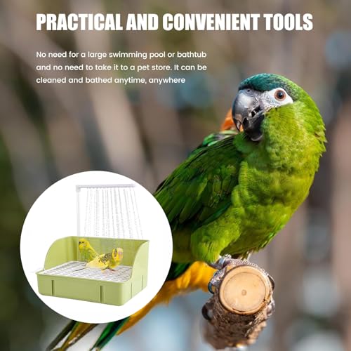 Parrot Bathtub, Large Bird Shower Fountain, Automatic Bird Bath, Parrot Bath Shower, Automatic Bathtub with Circulating Faucet, Indoor Fountain with USB Pump, Green - color: A